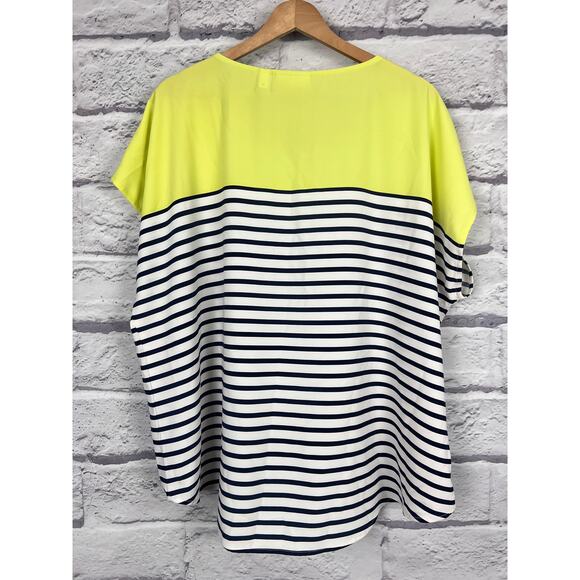 Chicos Womens XL Nautical Preppy Coastal Colorblock Striped Dolman Sleeve Top - Picture 4 of 10